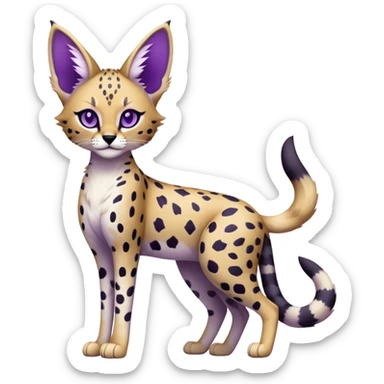Kawaii Cute Edgy Black Purple White ethereal Serval-Fionbri-Vernid full body sticker
