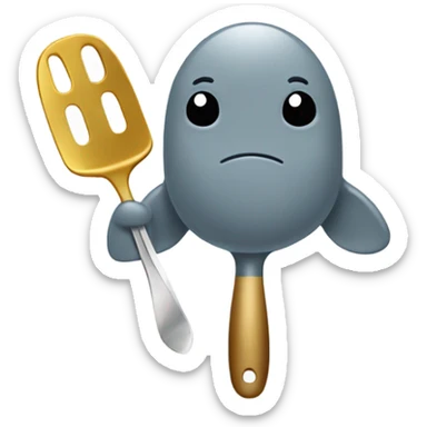 manatee holding a golden spatula sticker