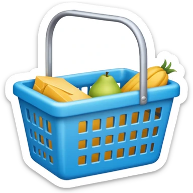 cesta de compras azul ciano, vista de cima e vazia sticker