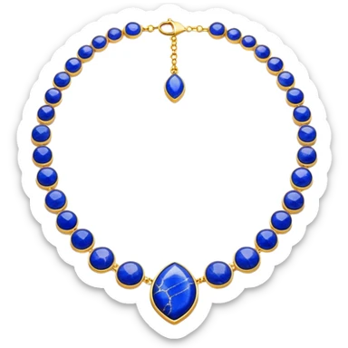 mystical necklace with lapis lazuli stone, glowing blue with white veins sticker