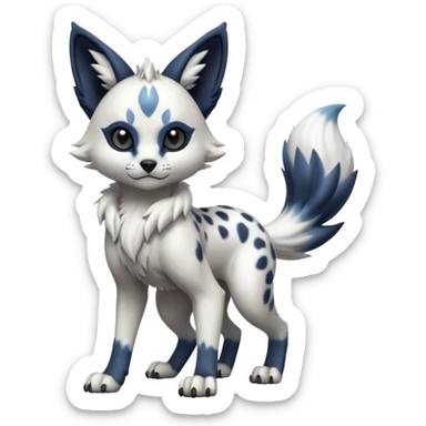 Cool edgy cute adorable hyper-realistic badass Serval-Lycanroc-Absol-Fakémon-hybrid-creature (full body)  sticker