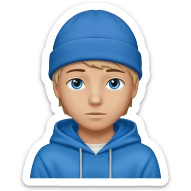 handsome and young teen pinterest boy good at fashion. popular among 'that brat girl', wearing hoodieand beanie with blue eye   sticker