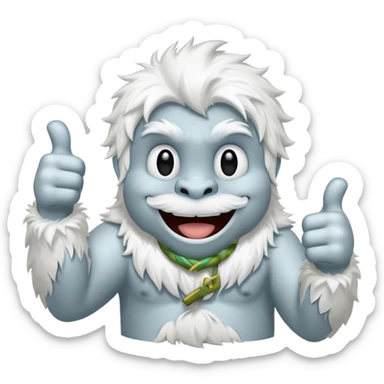 yeti thumbs up, smiling, winking sticker