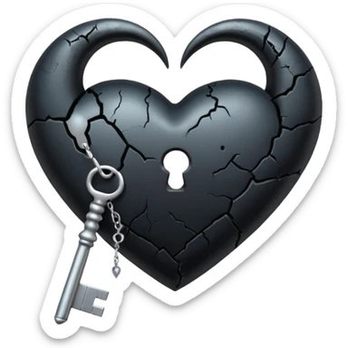emo heart with crescent moon and black key sticker