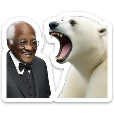 Desmond Tutu being racist to a polar bear sticker