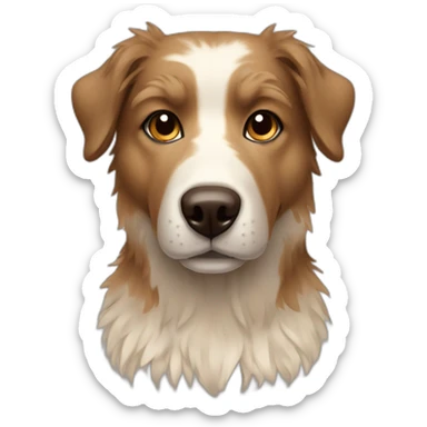 messy fur mixed breed total beige brown eyes dog sticker