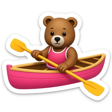 Make the image show only the pink rowing boat with the bear rowing, removing the background. Originally in apple style emojis. sticker
