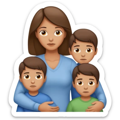 Exhausted Light brunette beautiful mom with 3 sons sticker
