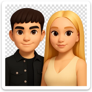 Slightly increase the volume of the upper body of the girl and rotate her to face forward, maintaining a cartoonish 3D style. Keep the background transparent. The original style is cartoonish 3D style. sticker