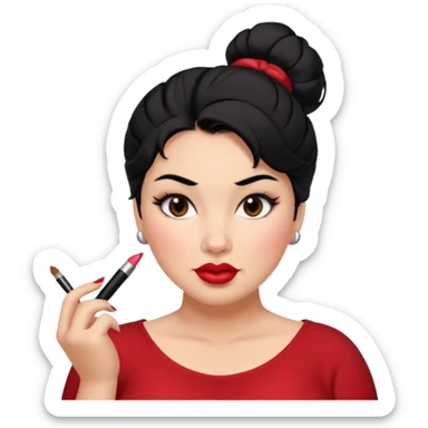 Messy bun black hair brown eyes glamorous full women sticker