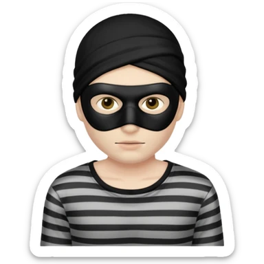 Thief in black mask and stripped shirt sticker