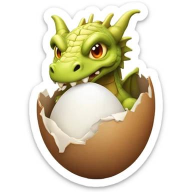 Dragon in egg with eggshell on its head  sticker