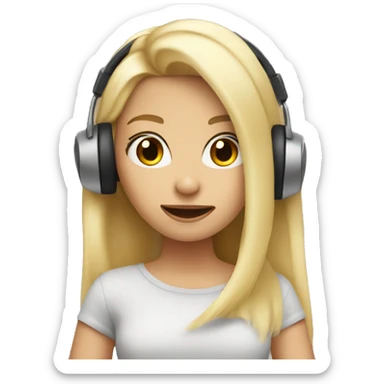 Blonde girl recording a song sticker