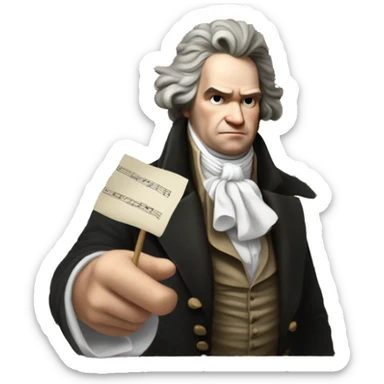Beethoven con una partitura en la mano sticker