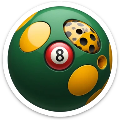eight ball with the 8 in the middle being green and the ball is cheetah print  sticker