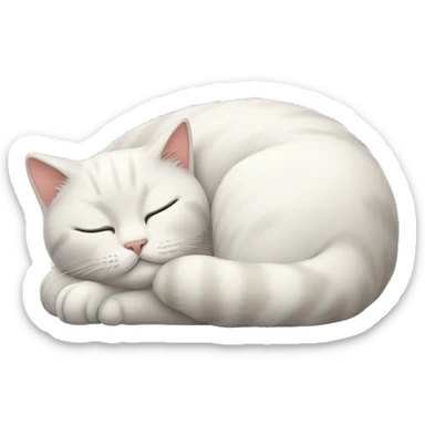 A white curled up cat napping sticker