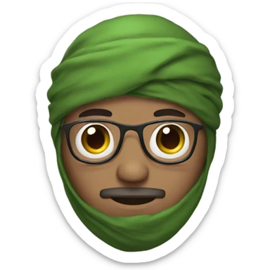 Man with green scarf around head  sticker