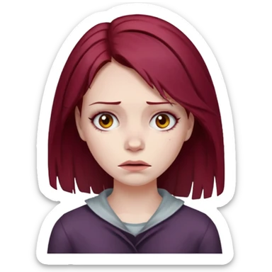 ptsd, burgundy hair female victim sticker