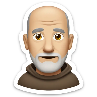 A middle-aged white male friar with a grizzled appearance, buzz cut, and a square jaw. sticker