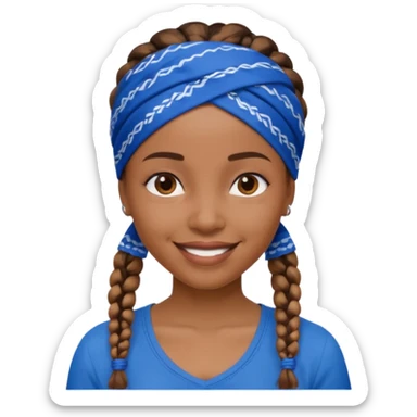 short black woman with braids and a blue bandana sticker