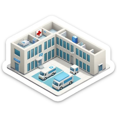 hospital isometric view sticker