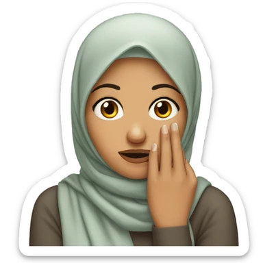 Nervous woman in hijab biting nails sticker