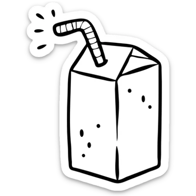 Yellow juice box with straw, children's juice drink sticker