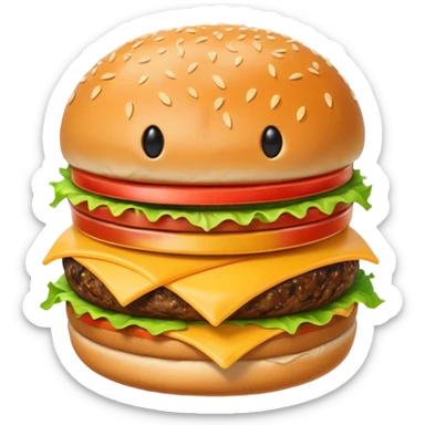 Burger and fries but separate and with faces sticker