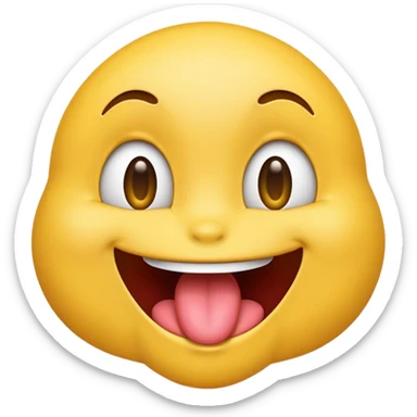 Emoji with its tounge out smiling whilst staring up sticker