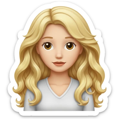 White female with long blonde wavy hair sticker