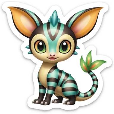 Colorful Exotic Striped Spotted Dotted dusted Glossy Shiny Meloetta-Vernid-Trico-Toothless-Kirby-Fakémon-creature-hybrid sticker