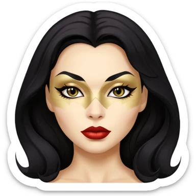 Cat woman goldish skin dark black eyes with black eyeliner dark hair big lips  sticker