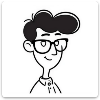 skinny white boy with wavy black hair, big nose, black glasses sticker