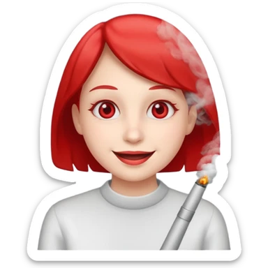 smiling through smoke red squinty eyes sticker