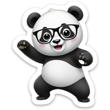 a panda bear with glassesdoing tai chi sticker