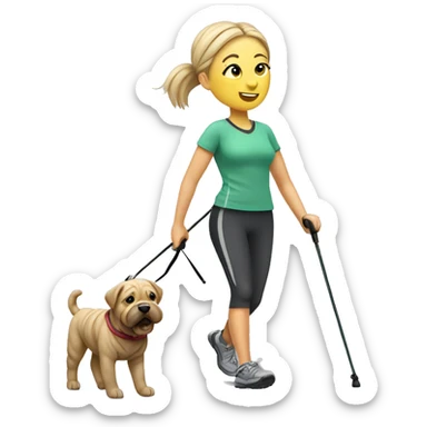 Nordic walking with shar pei sticker