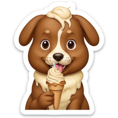 dog eating icecream sticker
