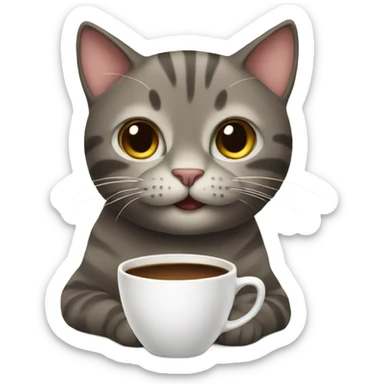 Cat with coffee  sticker