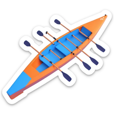 blue four-person Olympic rowing boat, top view sticker
