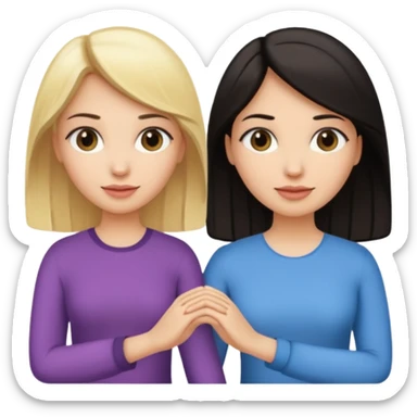 blonde woman holding hands with a dark-haired woman sticker
