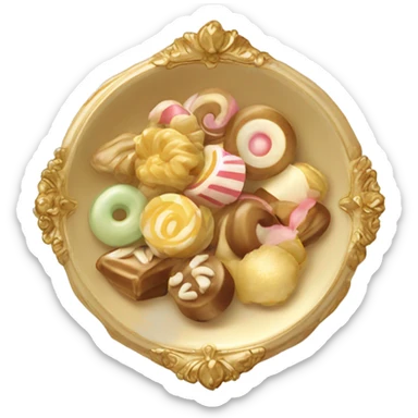 vintage rococo beige and gold plate of sweets sticker