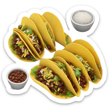 Realistic plate of tacos with rice and beans sticker