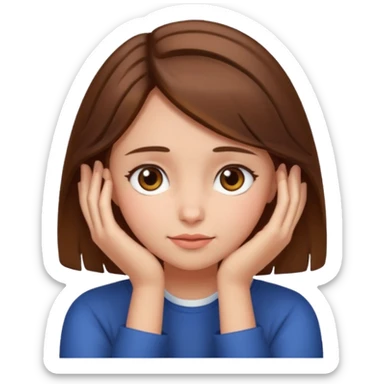 Head in hands brown hair girl sticker