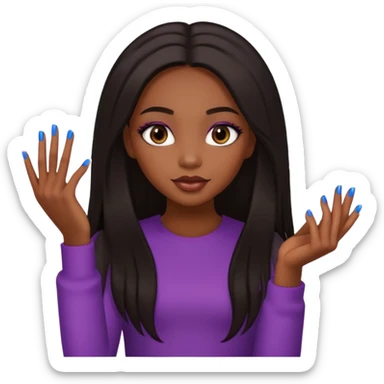 face girl with nails and cute make up black girl strait hair super long sticker