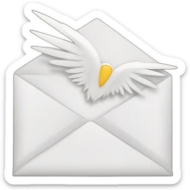 white envelope with wings sticker