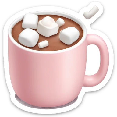Light Pink mug of hot chocolate with marshmallows  sticker