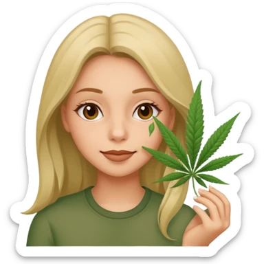 Girl smelling marijuana  sticker