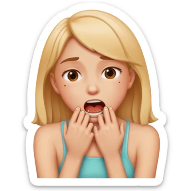 Girl choking herself as a joke sticker