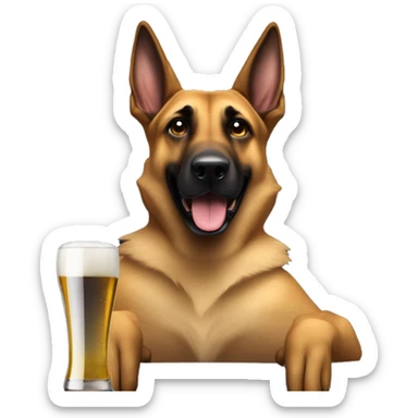 Malinois qui bois une bière sur un fauteuil  sticker