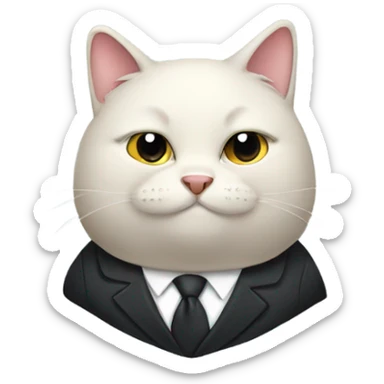 Fat black cat wearing a suit sticker